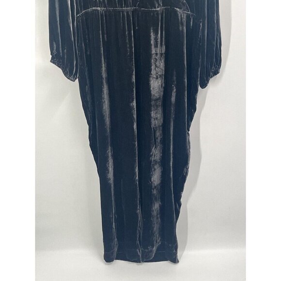 Sundance Aviana Wrap Velvet Jumpsuit Smoke Gray Rayon Silk Long Sleeve Sz XXL - Picture 4 of 7